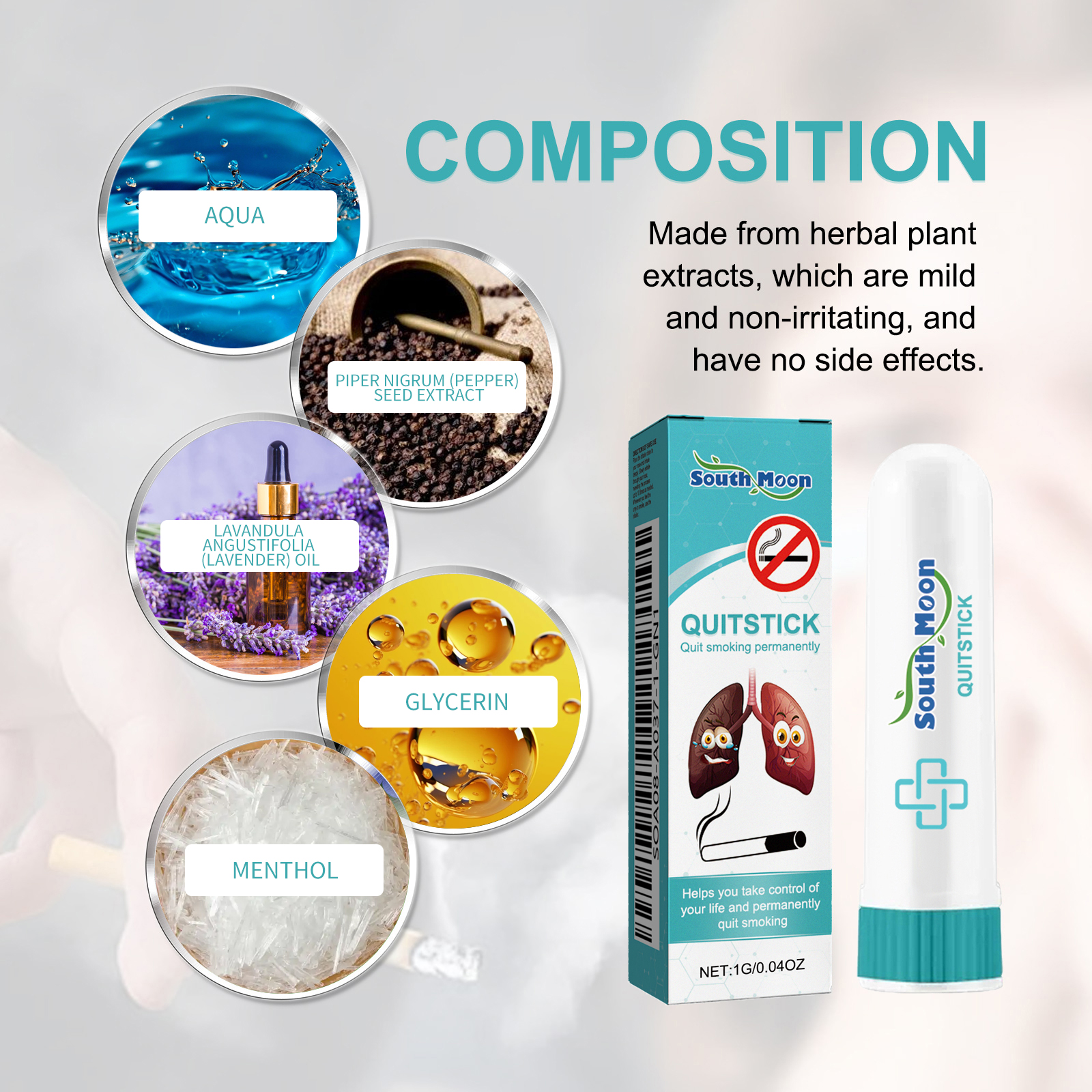 Herbal Nasal Inhaler Stick Black Pepper Lavender Lobelia For Smoking Urge Support Daily Freshness