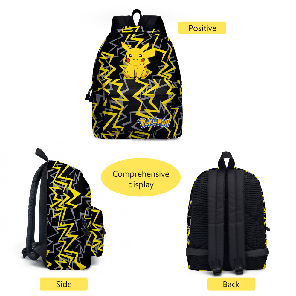 (09, 3PCS) Poku00e9mon Pikachu Backpack Lunch Bag Pencil Case Set Kids Gift
