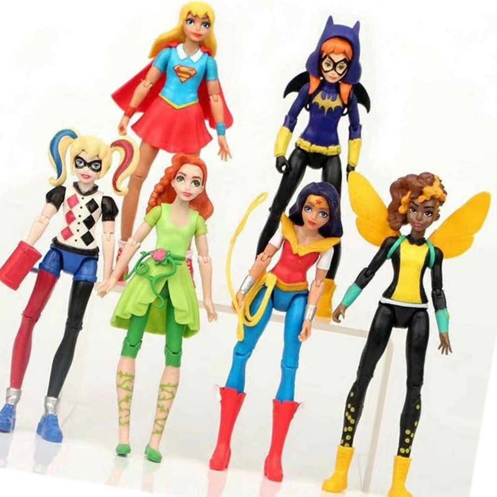 6PCS DC COMICS SUPER HERO GIRLS HARLEY POISON IVY BATGIRL BUMBLEBEE FIGURES TOY