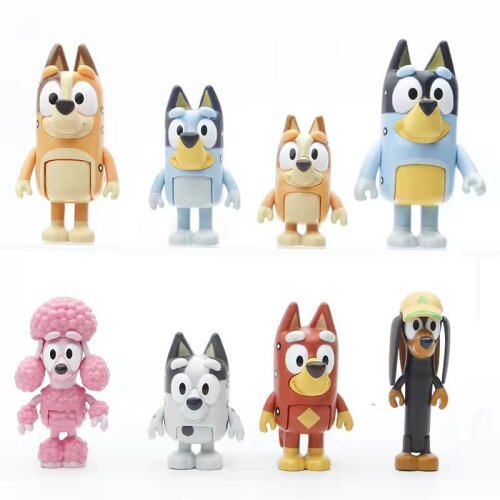 (No Box) 8Pcs Bluey Family And Friends Dog Pet Action Figures 3'' Model Toy Set Kids Gif