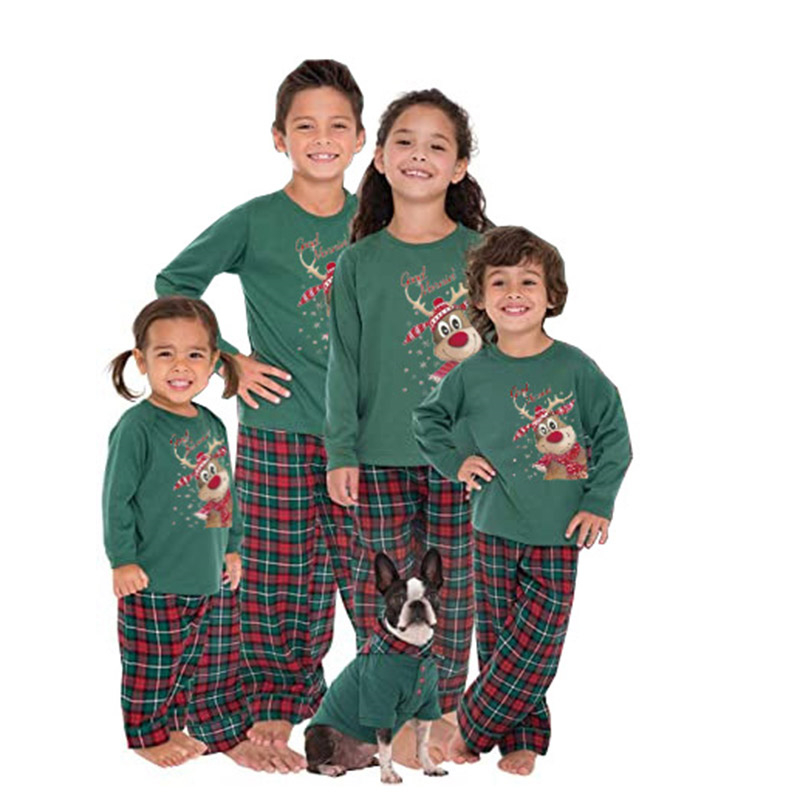 (9M Baby) Christmas Pyjamas Family Matching Kids Xmas Party Pjs Set Nightwear Gifts Suit Green