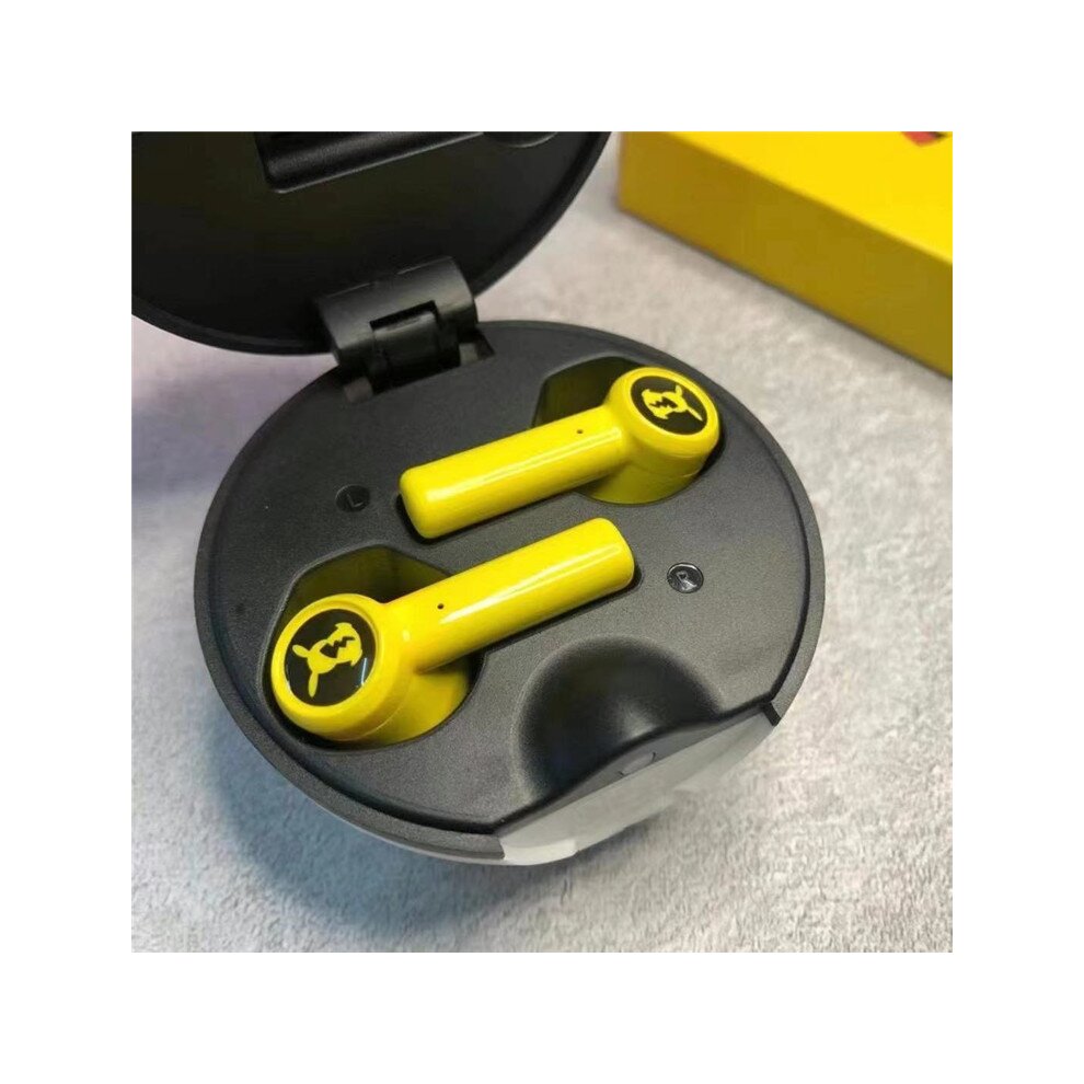 Pokémon Pikachu TWS Headphones In Ear Headset True Wireless Earphones Wireless Charging Bluetooth Gaming Earpods Perfect for Kids Boys Girls Travel Birthday Xmas Gifts Yellow