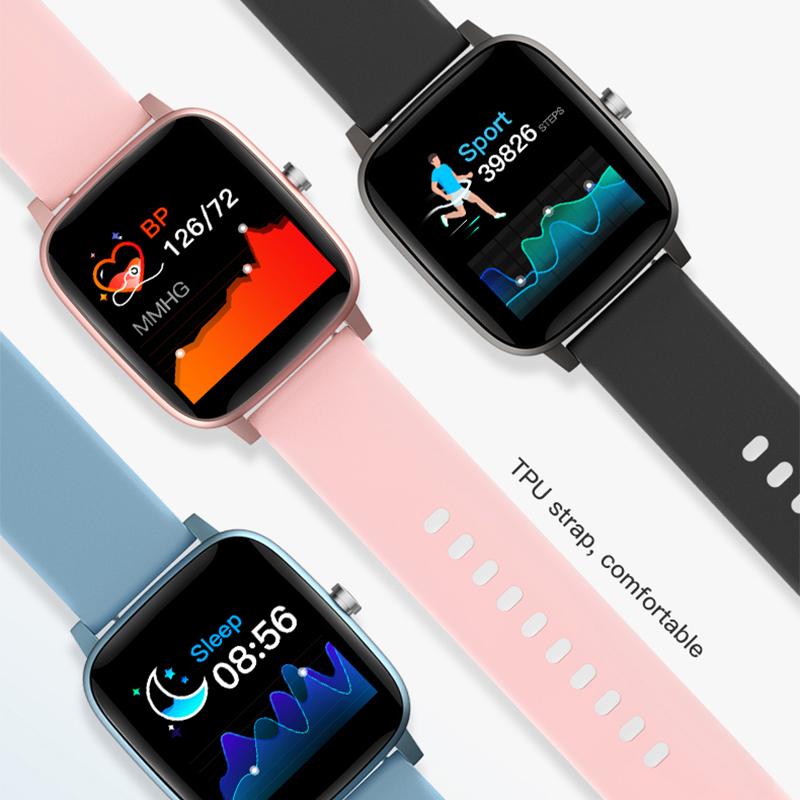 (Black) Body Temperature Monitor Smart Watch Urban Fashion Full Touch Screen Watch