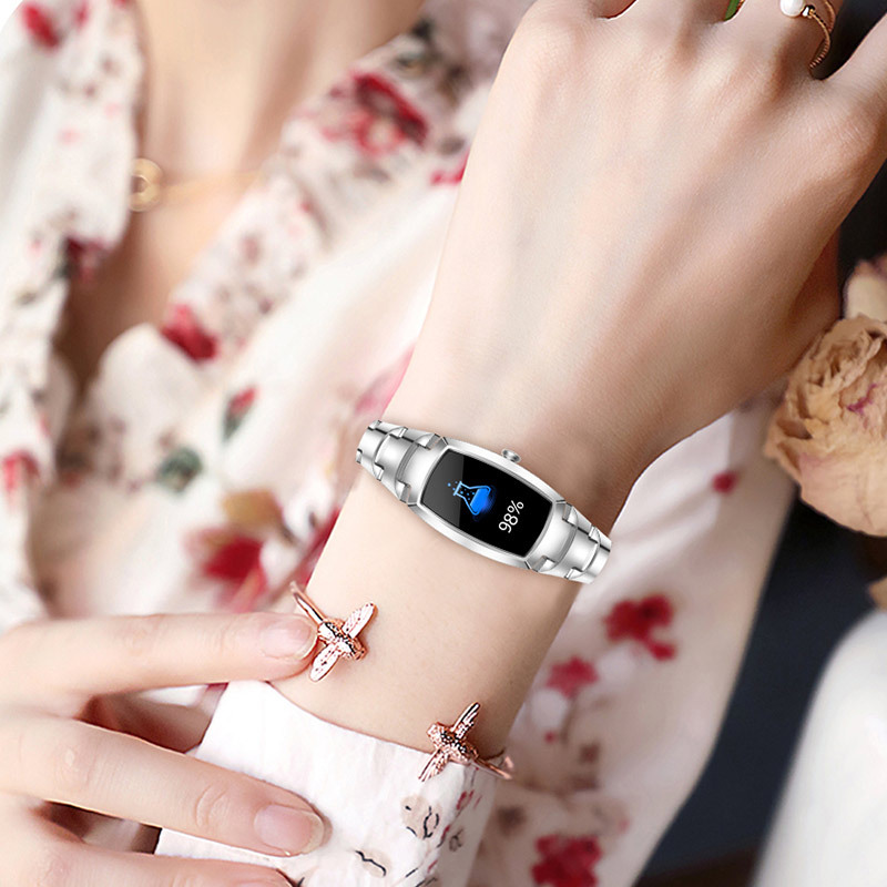 (Silver) Smart Watch Band Women Waterproof Smartwatch Sports Fitnes Tracker Gift