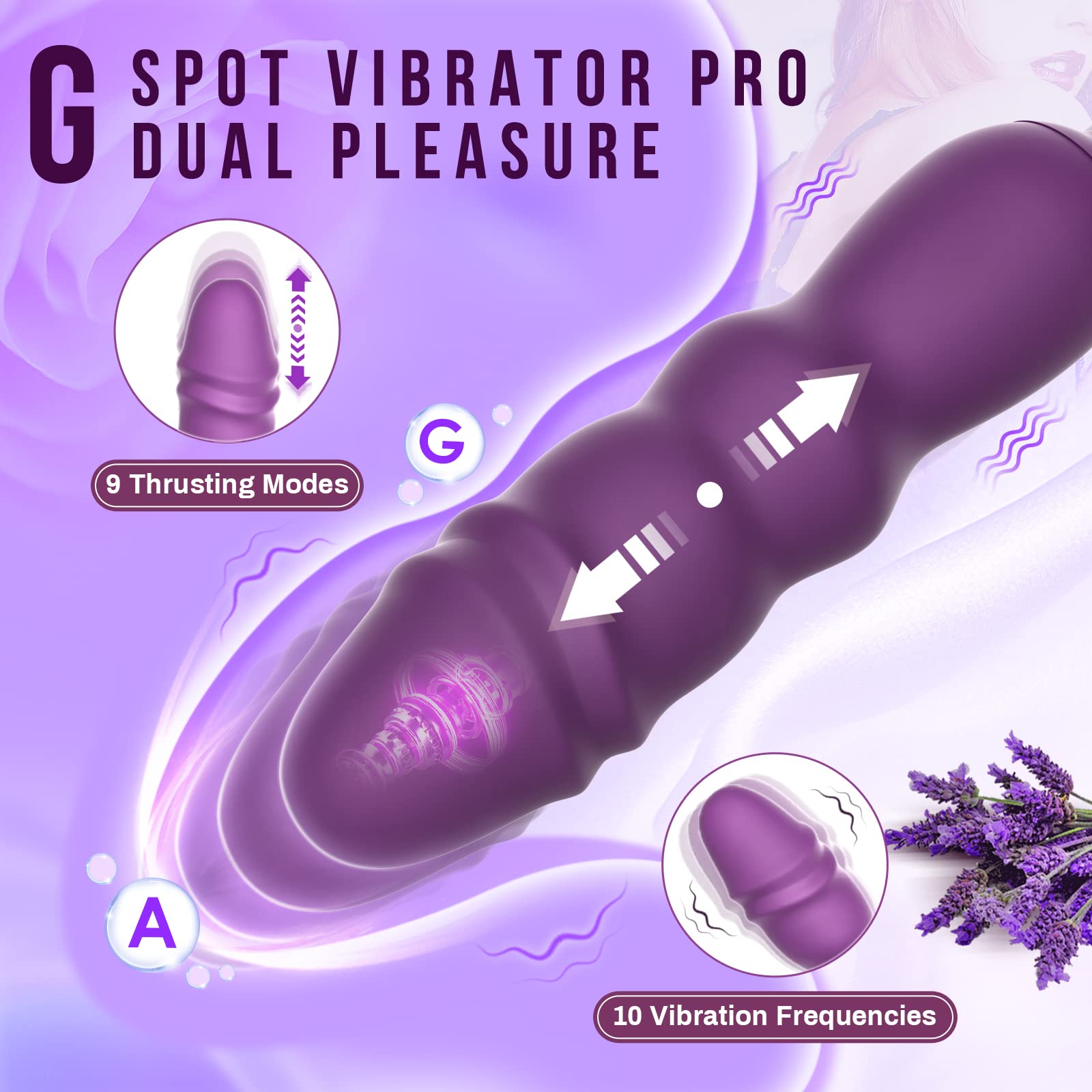 (Purple) G Spot Vibrator for Women Adult Sex Toys for Couple Clitoralal Stimulator Dildo Anal Bullet agina Massager with 10 Vibrating Thrusting Mode