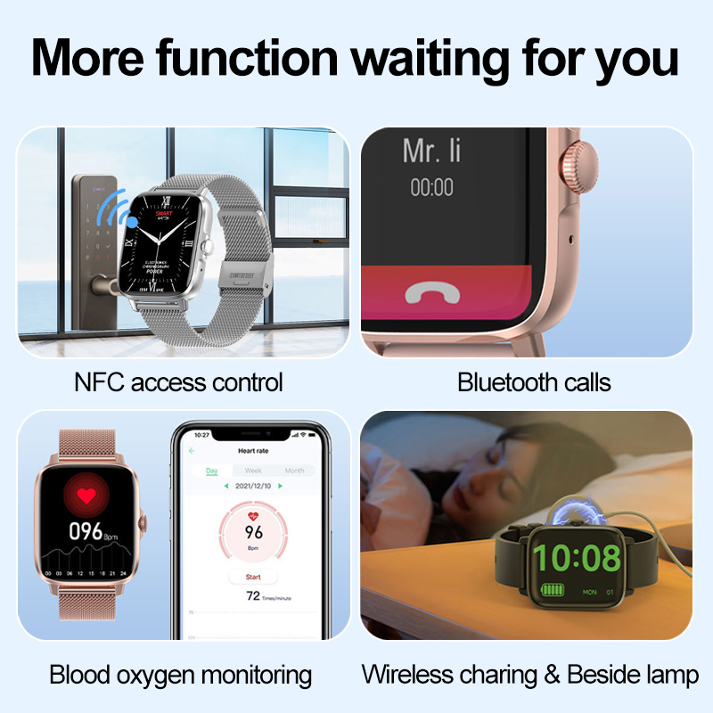 (Grey) Smart Watch Waterproof NFC Smartwatch GPS Tracker Sports Men Women  BT Calls