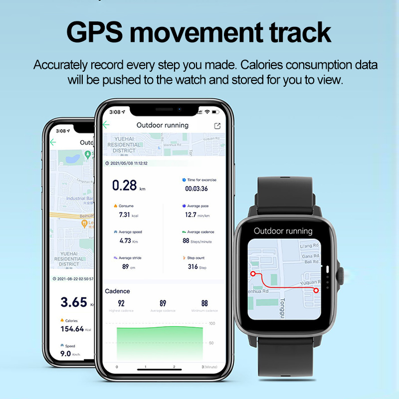 (Grey) Smart Watch Waterproof NFC Smartwatch GPS Tracker Sports Men Women  BT Calls