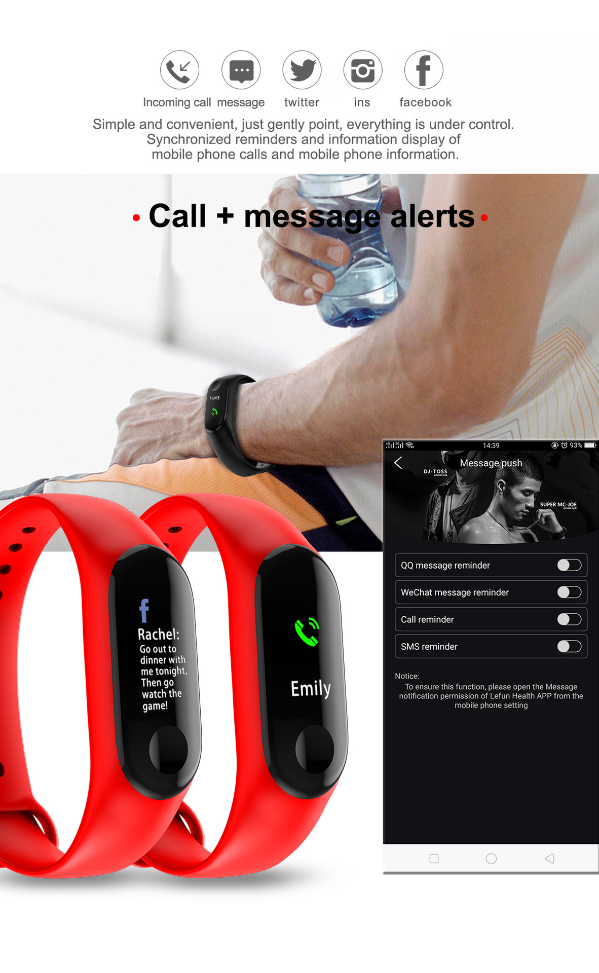 (Blue) Sports Wristband Band Women Men Kids Smartwatch Smart Band Bracelet