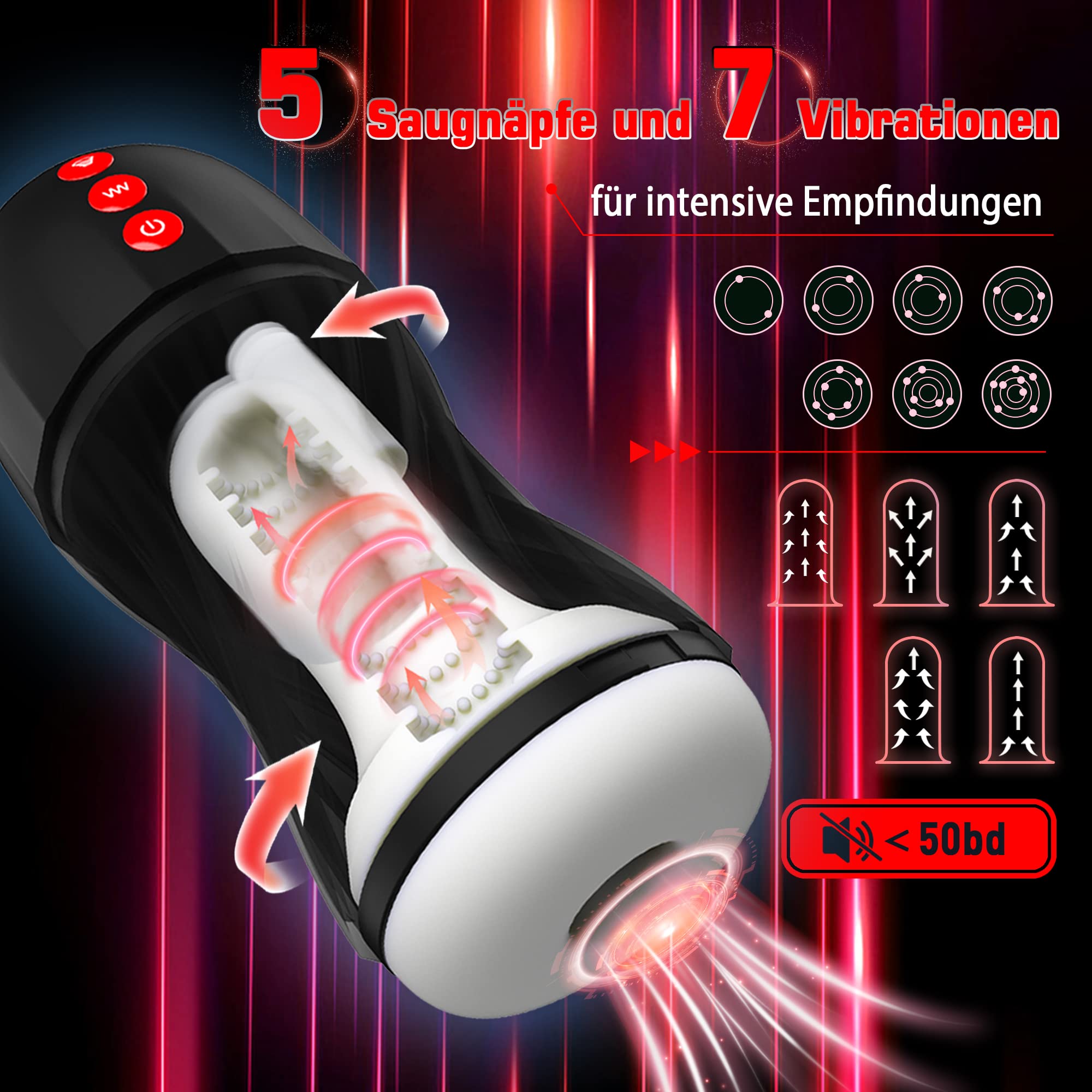 Electric Male Masturbators Cup Suction Contraction Oral Sex Toy Pocket Pussy Adult Toys Sex Machine Rotation Massager with 7 Vibrations and 5 Suction Modes Penis Stimulation Toys for Men Gay Couples