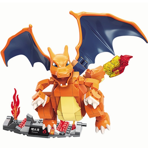 (Charizard) Pokemon Anime Cartoon Pikachu Bulbasaur Building Blocks Bricks Sets Movie Dolls Model Kids Toys For Children Gift