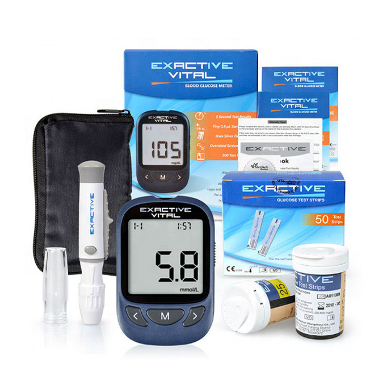 (mg/dL+50X test paper+50X needles) EXACTIVE VITAL Blood Glucose Set Test Meter With Diabetes Test Strip mg/DL