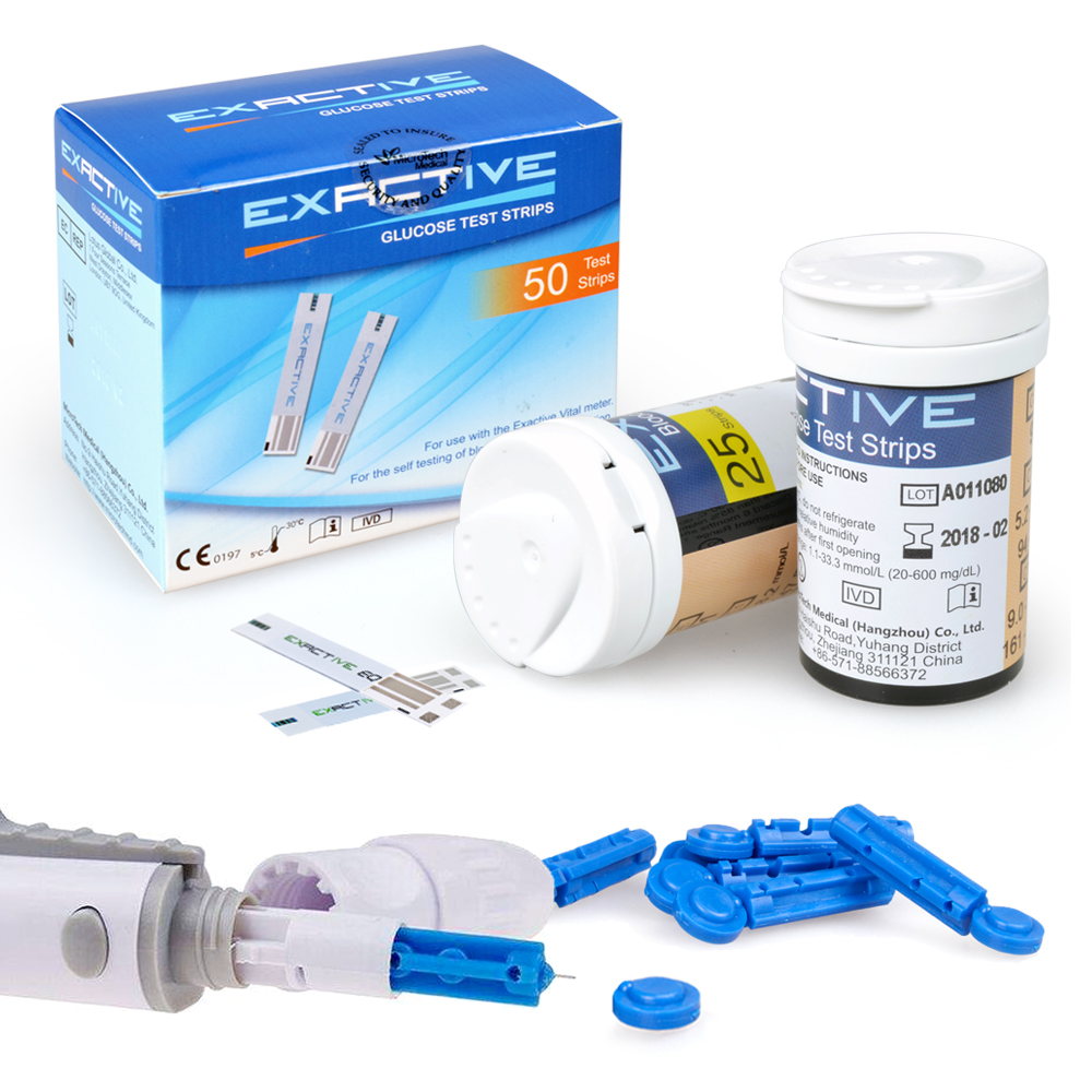 (mg/dL+50X test paper+50X needles) EXACTIVE VITAL Blood Glucose Set Test Meter With Diabetes Test Strip mg/DL