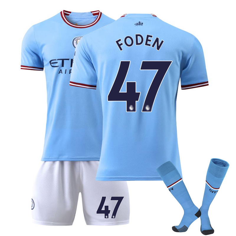 (4~5 Years) #47 Foden 2223 Kids Boys Football Full Kits Boys Soccer Training Suit