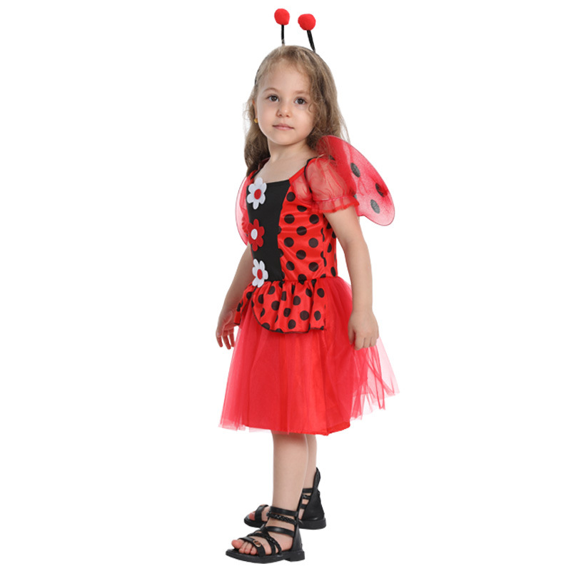(95~110cm) Ladybug Costume Princess Fairy Costume for Girls Party Headbands Skirts for Girls Birthday Girls Costumes