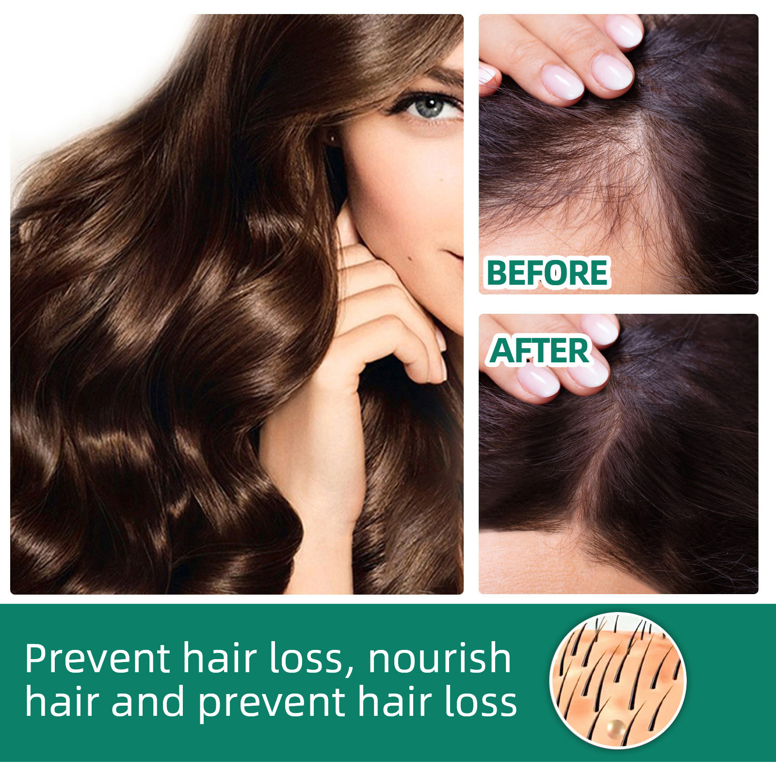Hair Growth Spray Natural Intensive Essence Moisturizing Hair Essence Hair Care Products for hicker Longer Hair Anti Hair Loss for Men Women 60ml