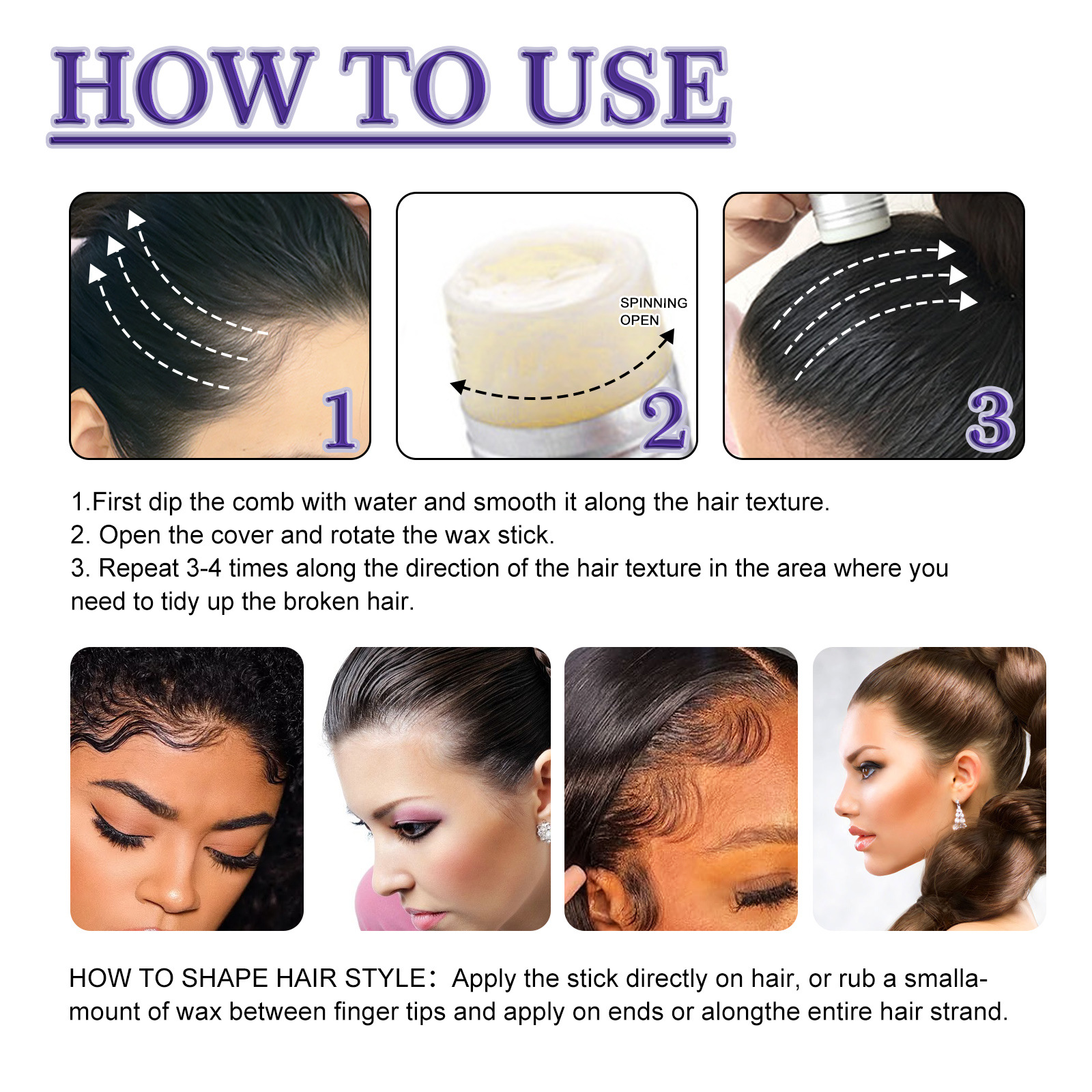 Hair Wax Stick Hair Pomade Stick Smoothing Slick Stick for Smooth Fast  Styling Cream 40g