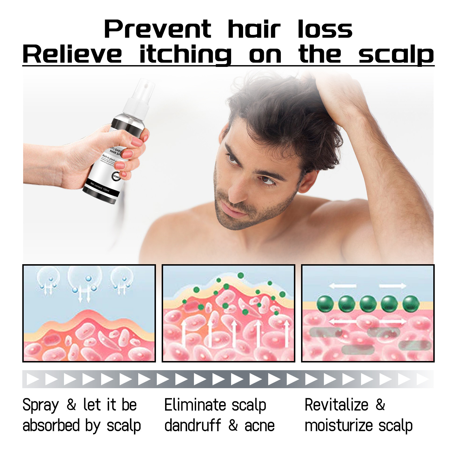 Anti Shedding Hair Spray Hair Growth Essence Hair Care Serums Improves Hairline Density Strengthens Hair Nourishes Hair Root Gel 100ml