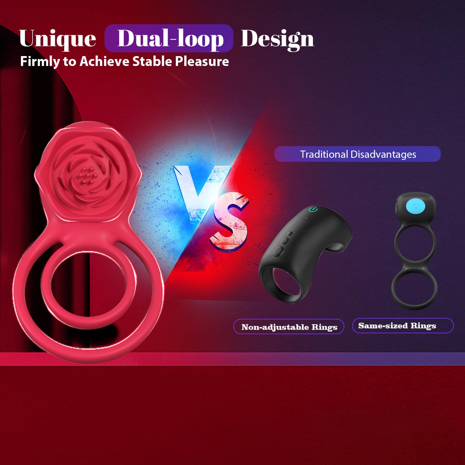 Vibrating Cock Ring with Nipple Clitoral Stimulator Pleasure Penis Ring Vibrator Adult Sex Toys for Couples Men Women Delay Lick Vagina