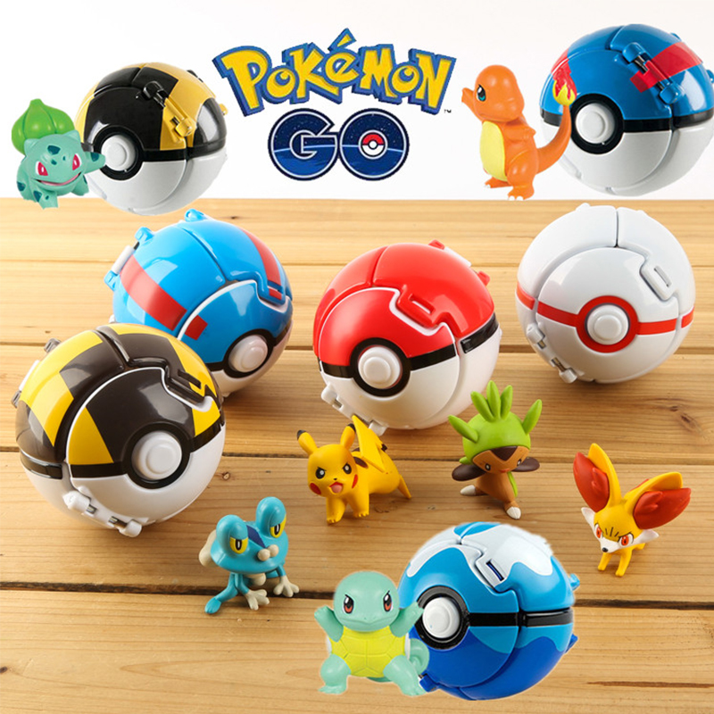 Pokemon Ball Pokeball Toy Pop-up Balls Set Bouncing Poke Ball Cartoon Pikachu Figures Mini Action Figure Dolls Kids Toys Gifts