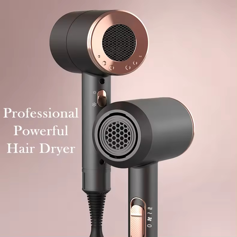 (Grey) Professional Super Sonic Hair Dryer 2000W Ion Blow Dryer High Speed 2000W Hair Dryer Set Household Hotel Salon Hammer Blow Dryer