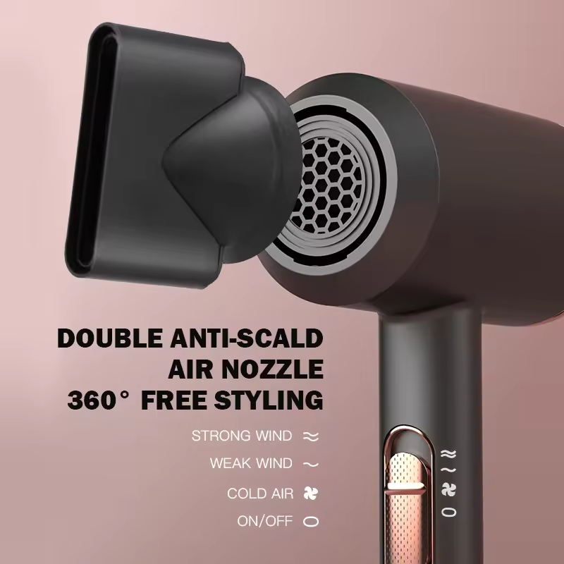(Grey) Professional Super Sonic Hair Dryer 2000W Ion Blow Dryer High Speed 2000W Hair Dryer Set Household Hotel Salon Hammer Blow Dryer
