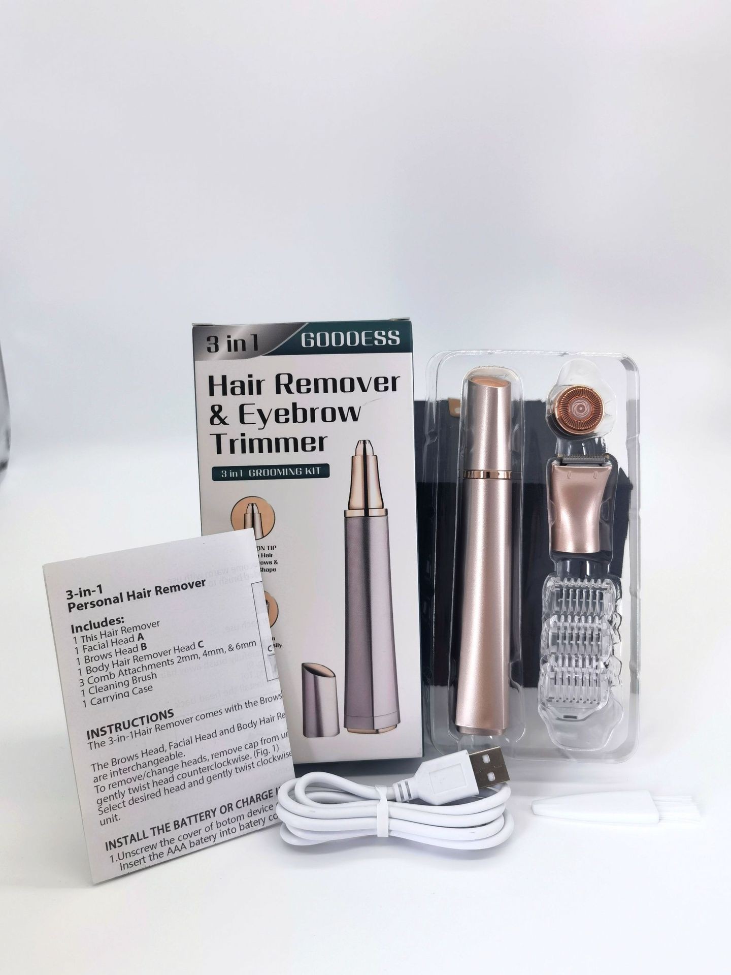 Mini 3 in 1 Electric Shaver & Eyebrow Trimmer for Women Waterproof Lipstick Style Hair Remover