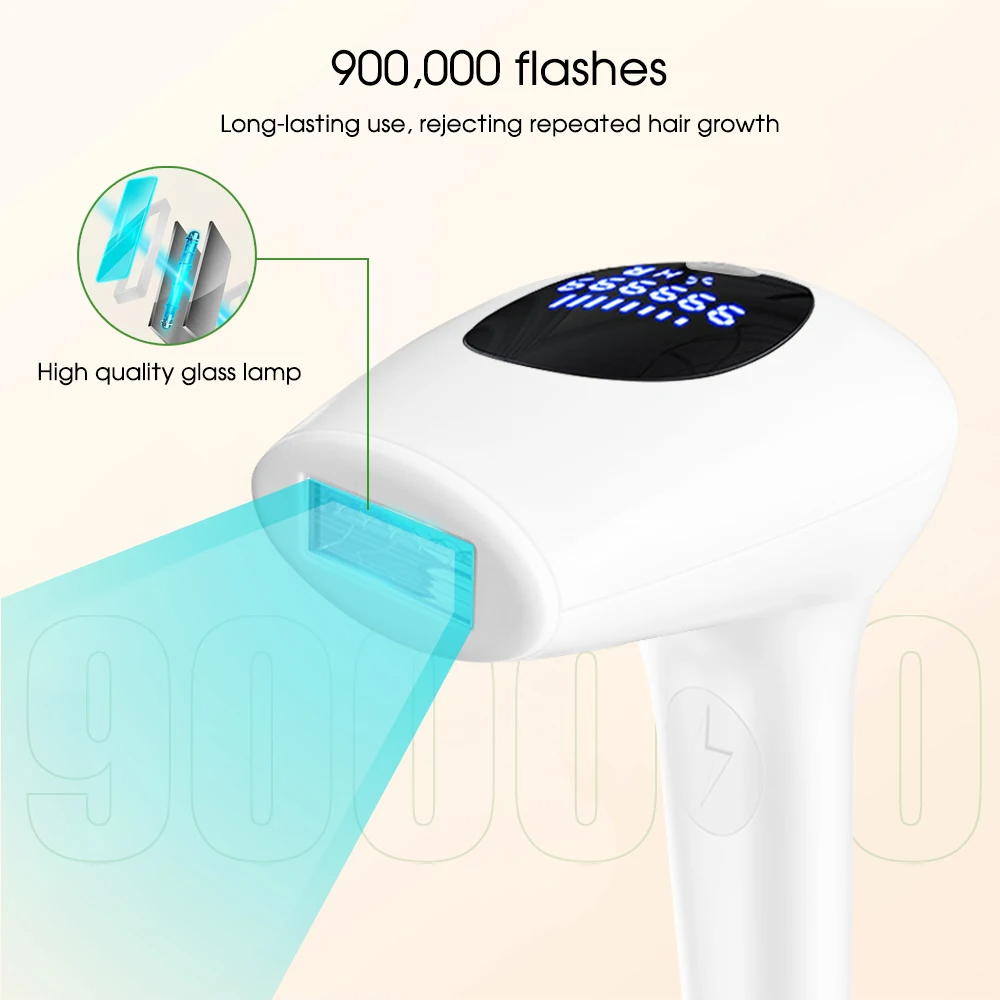 (White) Hair Remover for Women Mini 900000 Flashes Laser IPL Hair Removal Permanent Photoepilator Painless Electric Epilator Machine Bikini Handhel