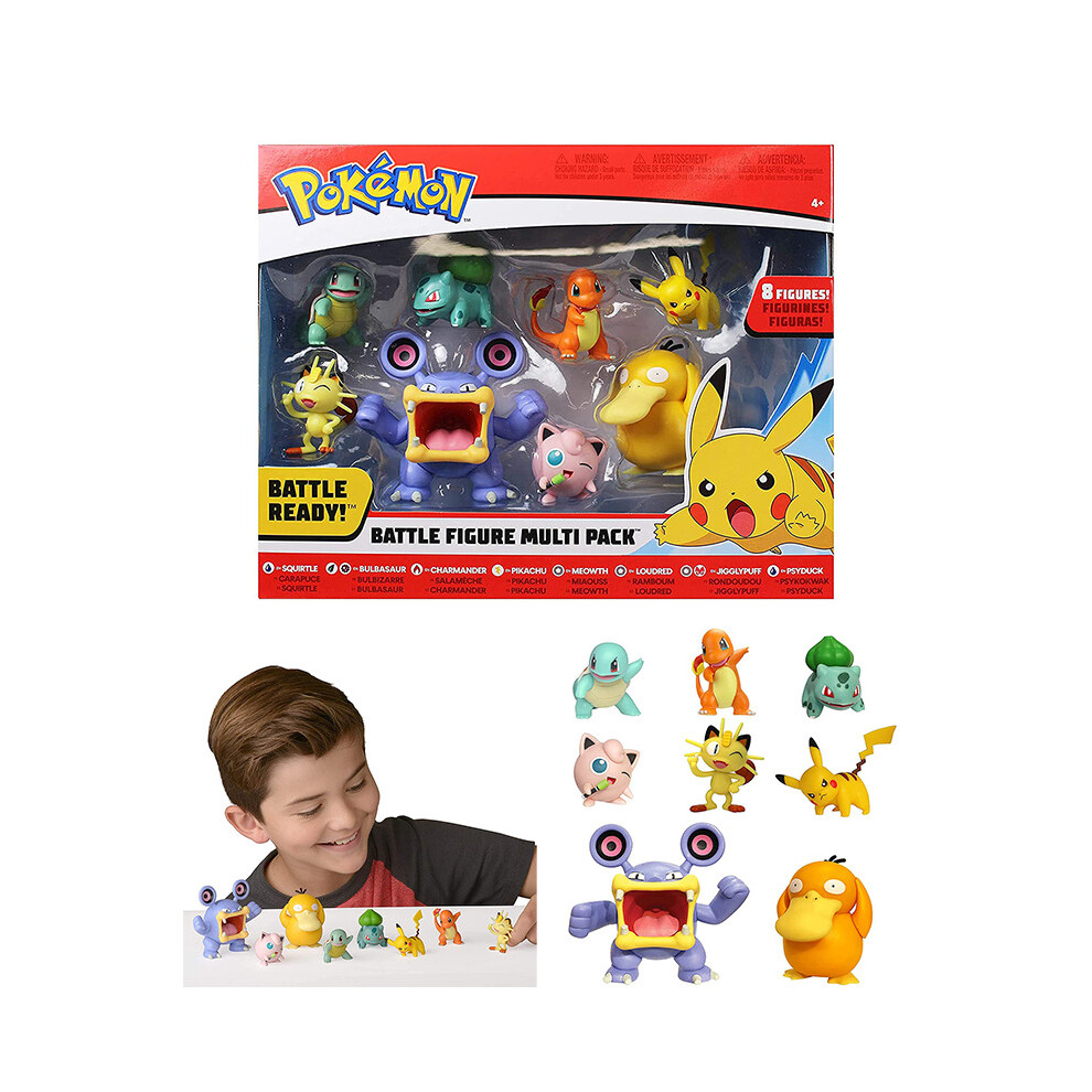 8pcs Set Pokemon Battle Action Figure Multi Pack Pikachu Meowth Loudred Toy Gift