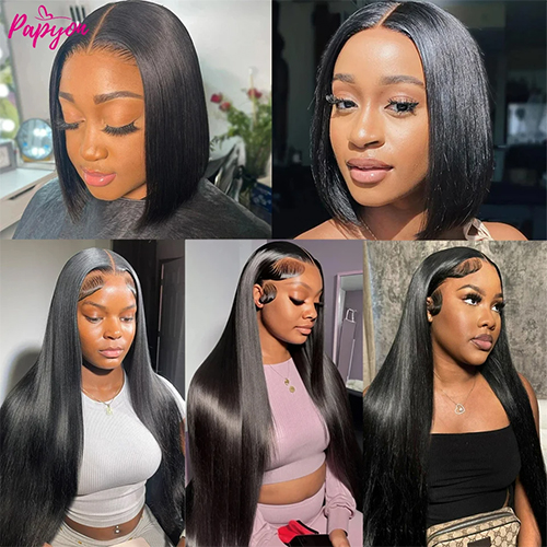 Quick Go Bob Wigs For Women Human Hair 28 30 32 Inch Straight Glueless Wig Ready To Go Human Hair Wigs Pre Cut Lace Wig 180 Percent Density