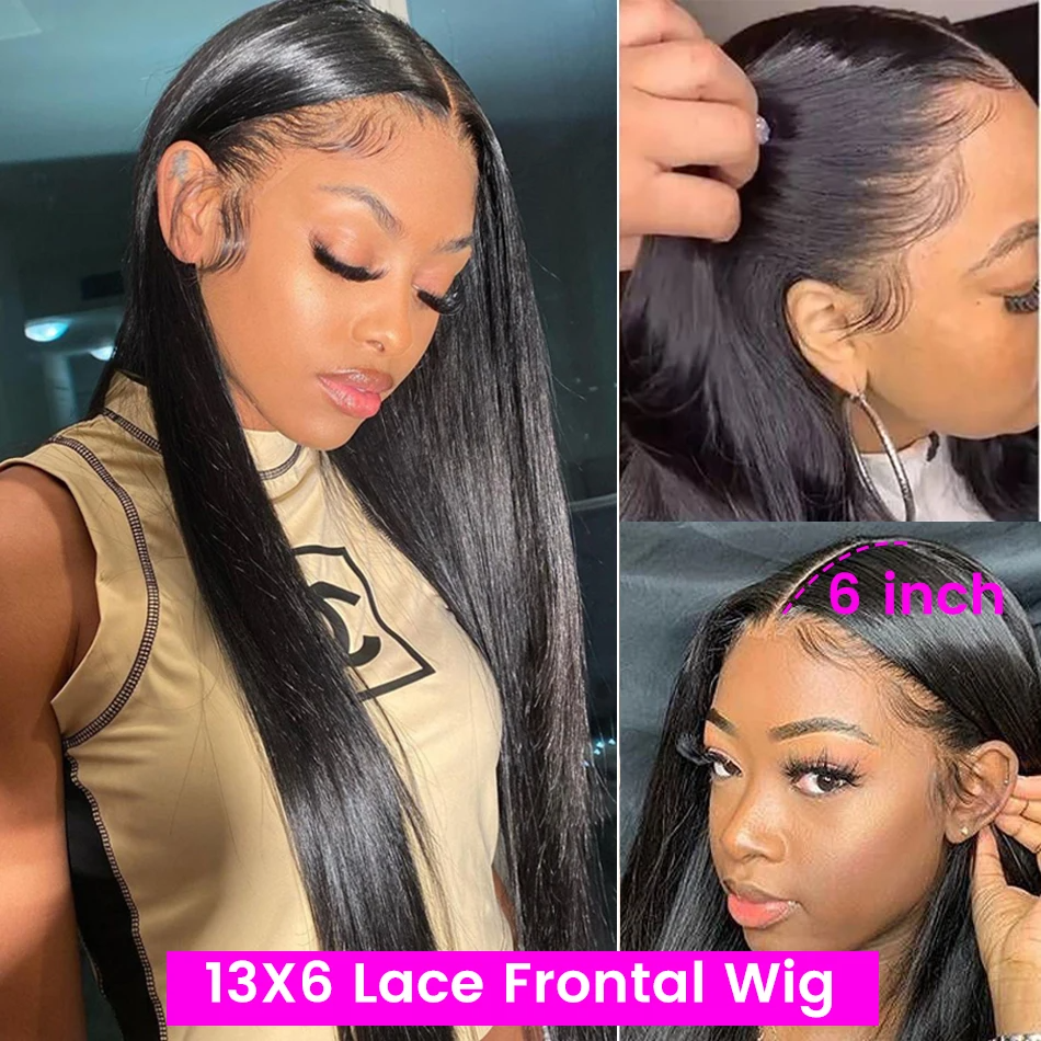 (13x4 HD Frontal Wig 16 inches) HD Lace Front Human Hair Wigs Straight 13x4 13x6 Transparent Lace Frontal Human Hair Wigs Pre Plucked HD Lace Wigs For Women