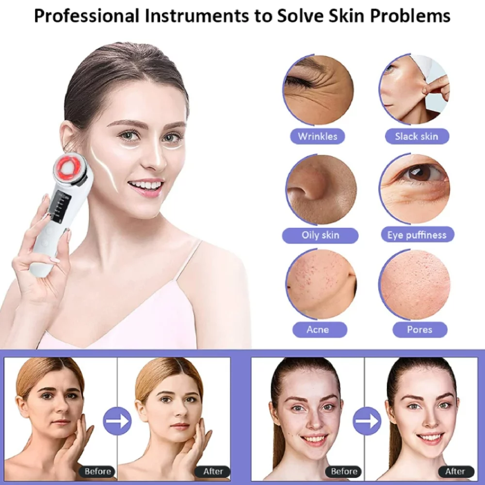 Face Lift Devices EMS RF Microcurrent Skin Rejuvenation 7 in 1 Facial Massager Skin Care Instrument Multi Anti Wrinkle Tightening Home Beauty Device