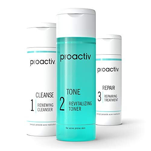 Proactiv 3 Step Acne Treatment - Benzoyl Peroxide Face Wash, Repairing Acne Spot Treatment for Face and Body, Exfoliating Toner