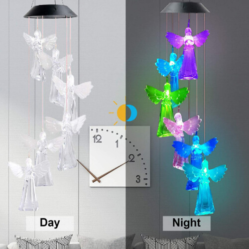 Solar Wind Chime Light Angel Chandelier Color Changing Light Outdoor Garden Decoration