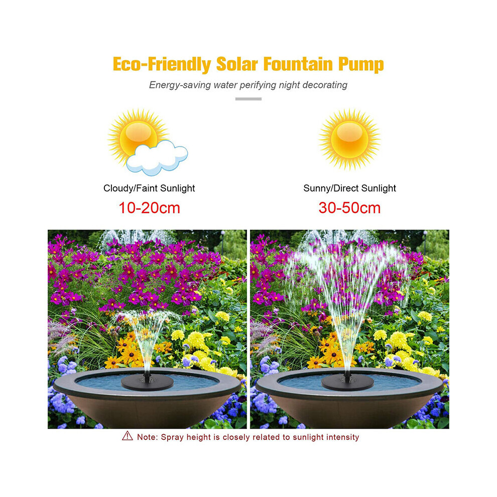 Solar Panel Powered Water Feature Plants Pump Garden Pool Pond Aquarium Fountain Water Pump with LED Lights