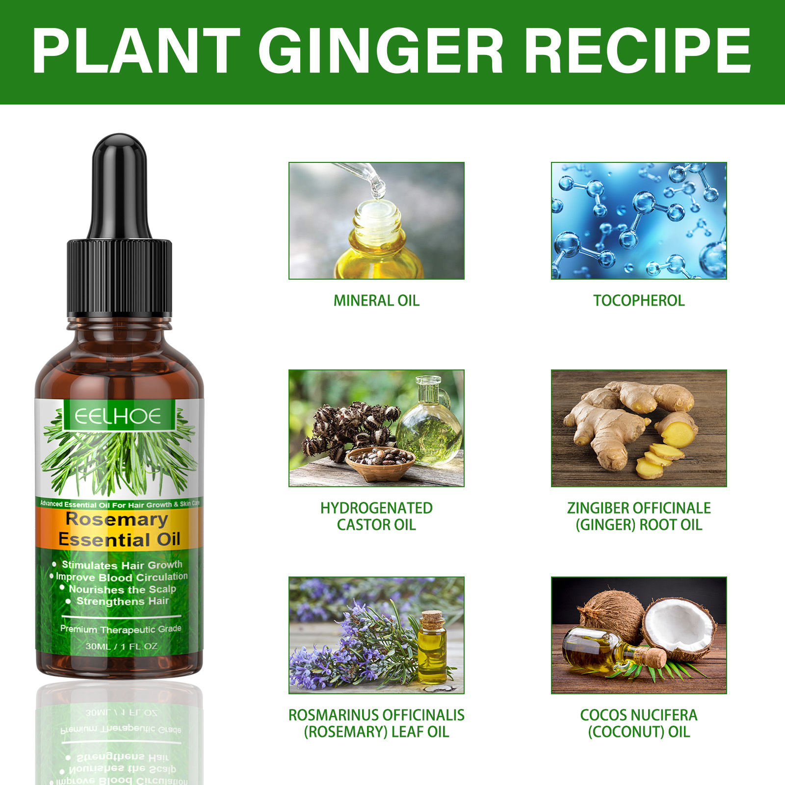 Rosemary Essential Oil Hair Growth Oils Pure Natural 30ML Hair Essential Oils For Nourish Shiny Hair Healthy