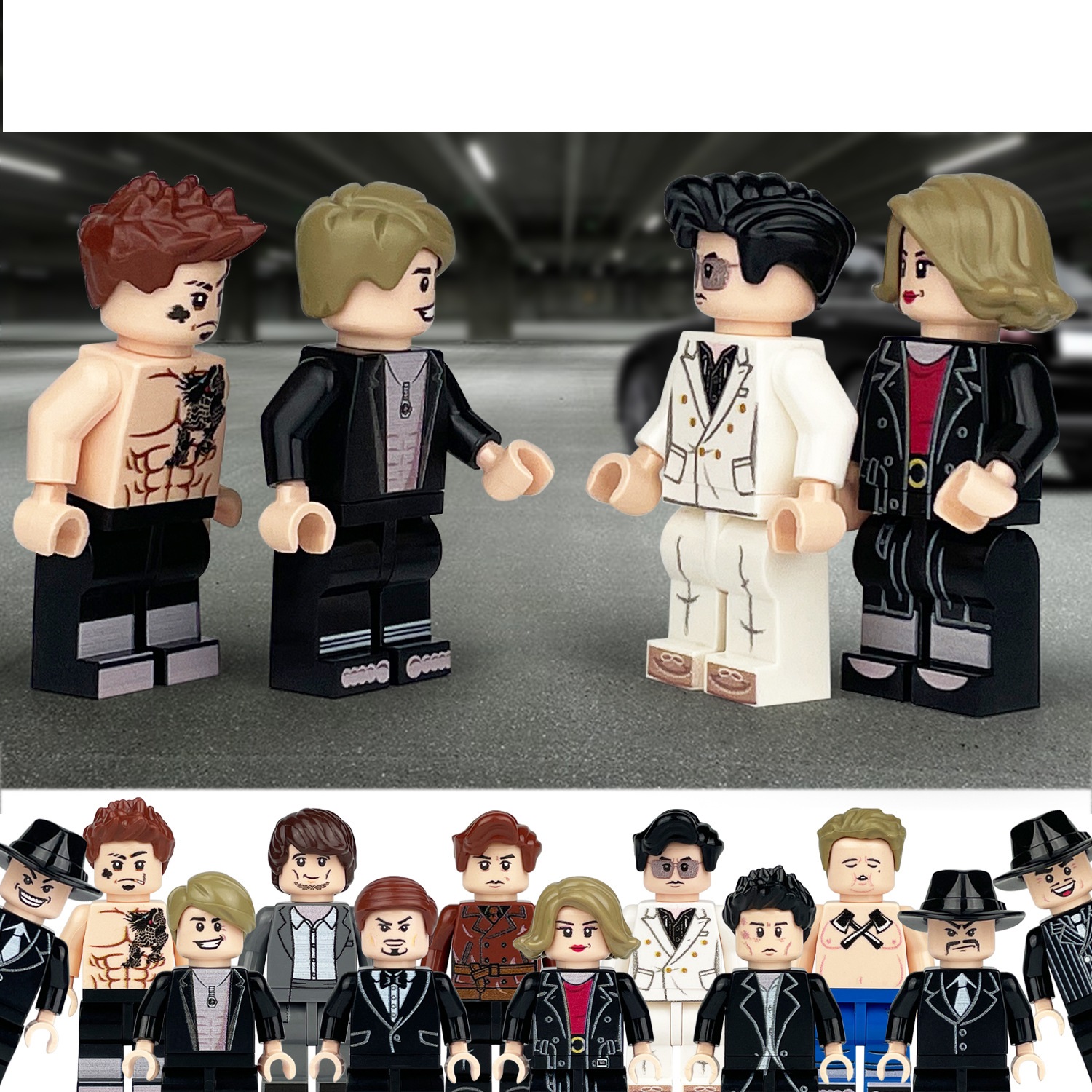 Movie City Black Boss Gang Black Suit Mini Figures Series Collection Building Blocks Set for Classic Educational Toy Smooth Surface