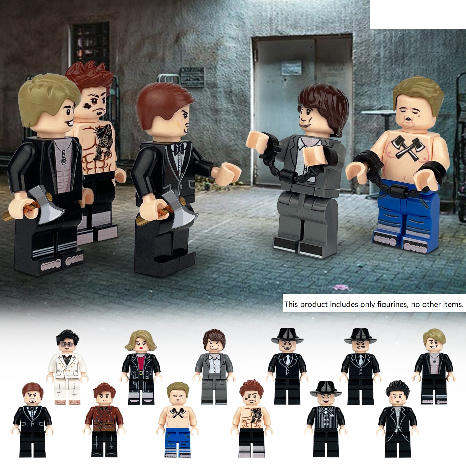 Movie City Black Boss Gang Black Suit Mini Figures Series Collection Building Blocks Set for Classic Educational Toy Smooth Surface