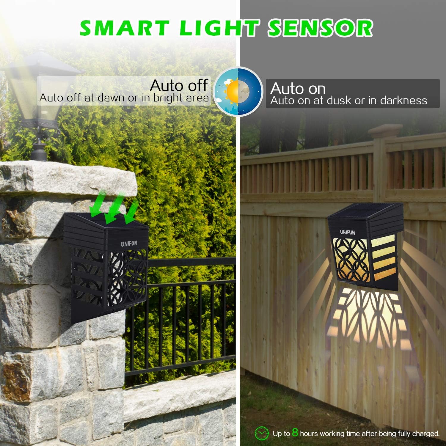 Solar Fence Lights Solar Decorative Outdoor Garden Lights Waterproof Wireless Outdoor Lights for GardenFence Patio Use 8Pack