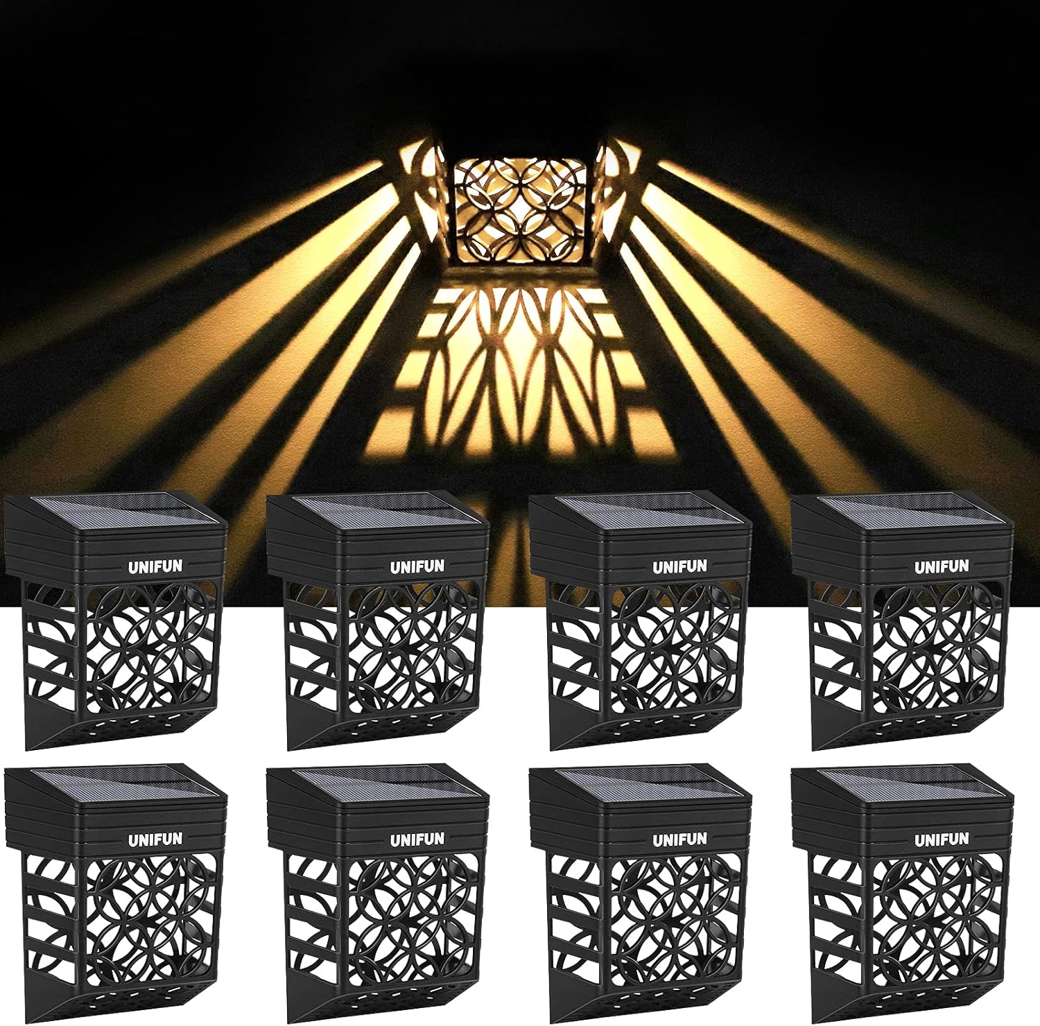 Solar Fence Lights Solar Decorative Outdoor Garden Lights Waterproof Wireless Outdoor Lights for GardenFence Patio Use 8Pack