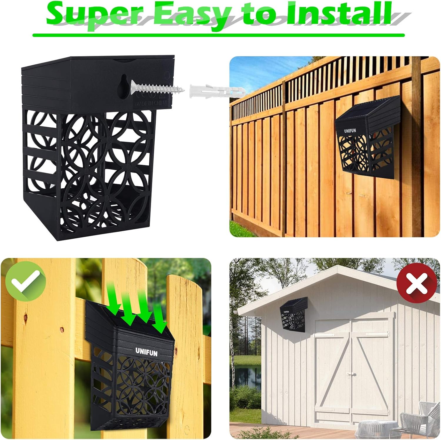Solar Fence Lights Solar Decorative Outdoor Garden Lights Waterproof Wireless Outdoor Lights for GardenFence Patio Use 8Pack