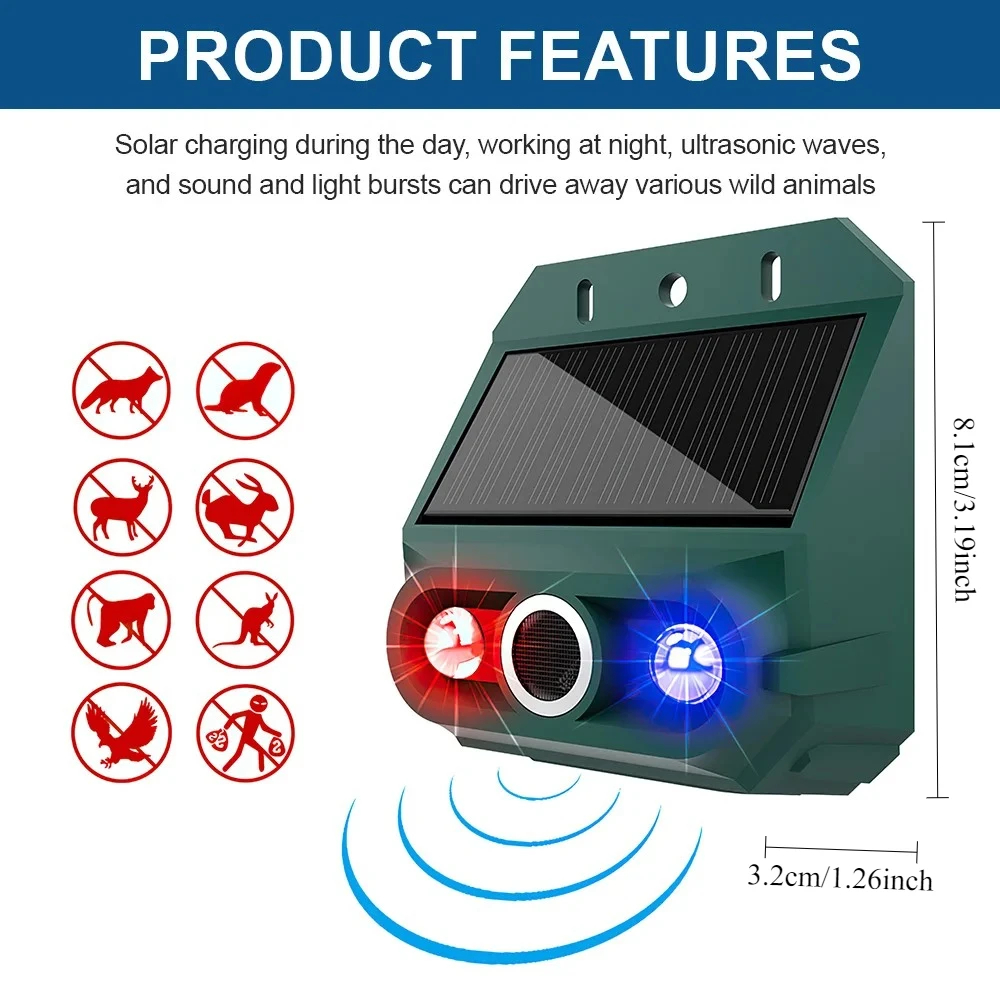 (1 pcs) Solar Infrared Motion Sensor Alarm IP65 Siren Outdoor Strobe Light Waterproof Villa Farm Garden Security Alarm System