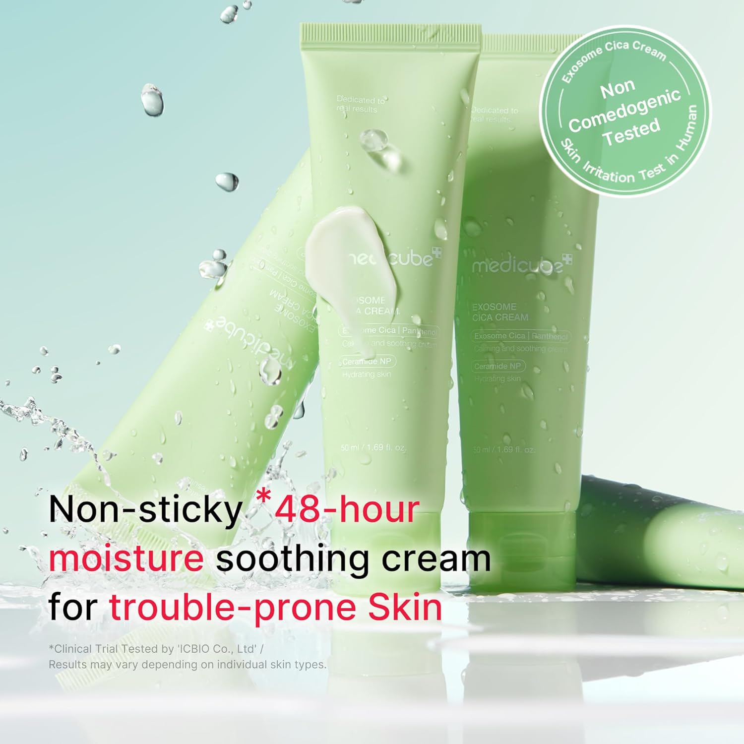 medicube Exosome Cica Tea Tree Cream for Sensitive Skin Centella Asiatica help reduce redness breakouts Moisturising Daily Texture Care Korean Skincare 50ml