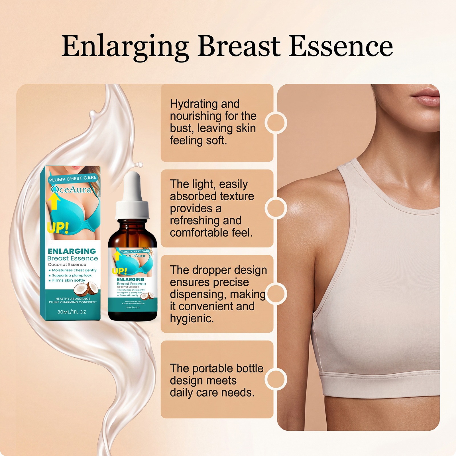 Coconut Chest Massage Essence Nourishing Moisturising Skin Care for Women Daily Use Natural