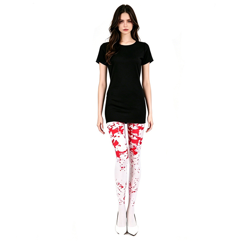 (Knee High Socks C) Cloak Halloween Party Kids Adults Blood Stained Cape Bleeding Apron Blood Stained Stockings Cosplay Props