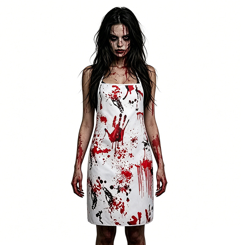 (Knee High Socks C) Cloak Halloween Party Kids Adults Blood Stained Cape Bleeding Apron Blood Stained Stockings Cosplay Props