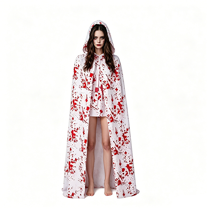 (Knee High Socks C) Cloak Halloween Party Kids Adults Blood Stained Cape Bleeding Apron Blood Stained Stockings Cosplay Props