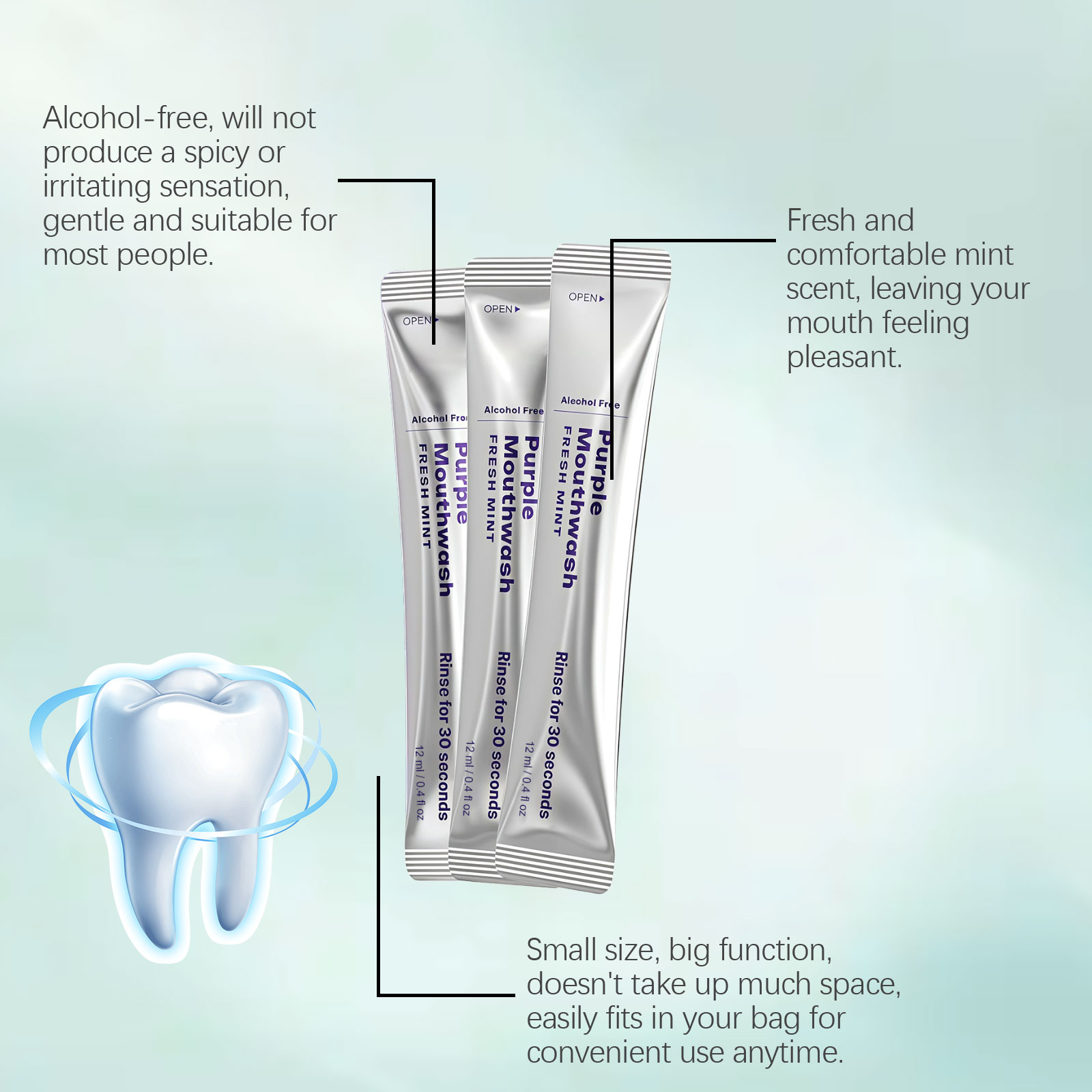 Fresh Mint Portable Mouthwash Mild Mint Fragrance Clean Teeth Daily Oral Care