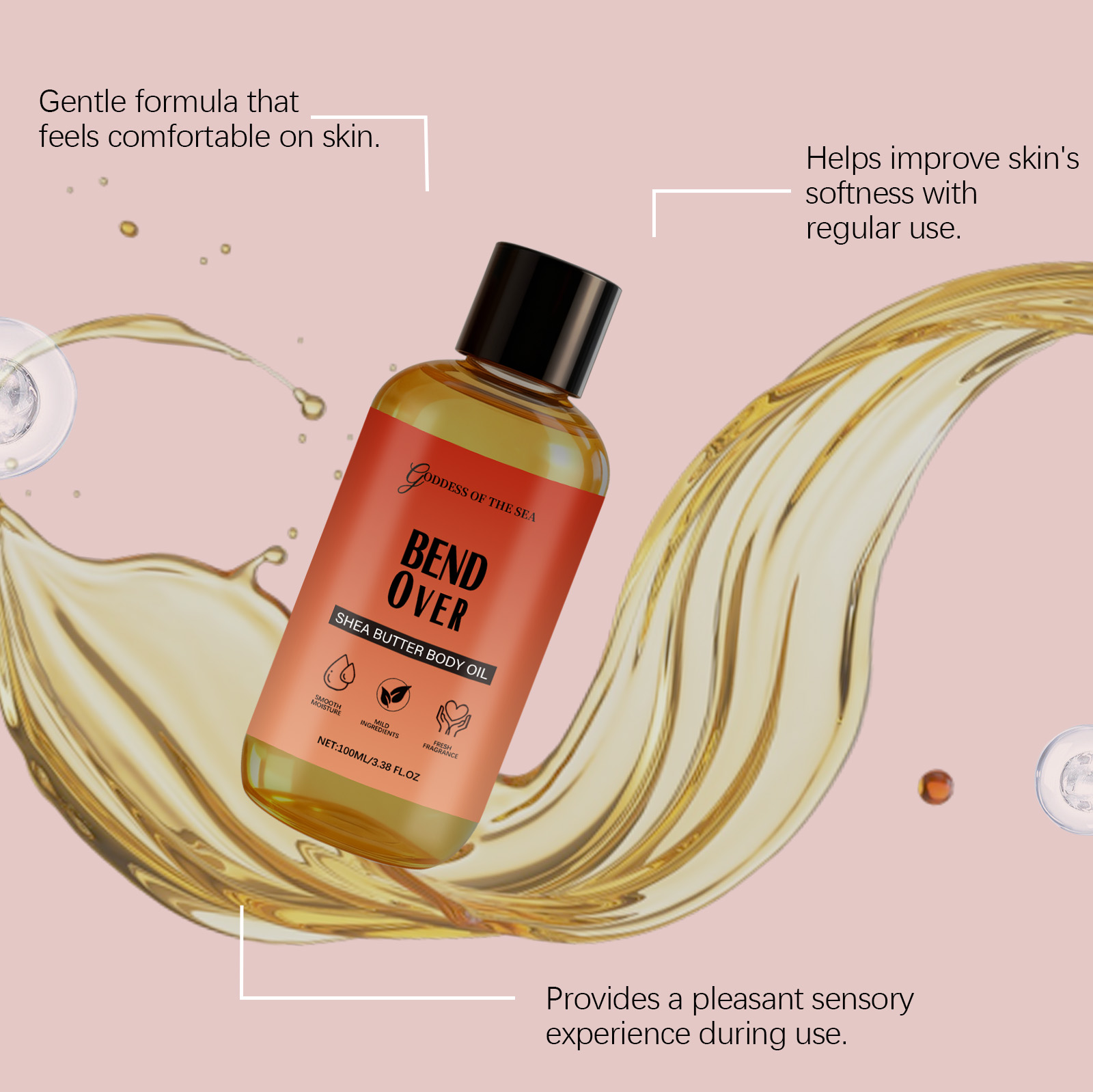 Marshmallow Jasmine Shea Butter Body Oil Hydrating Moisturizing Lightweight Quick Absorbing Mild Gentle Nourishing Skin