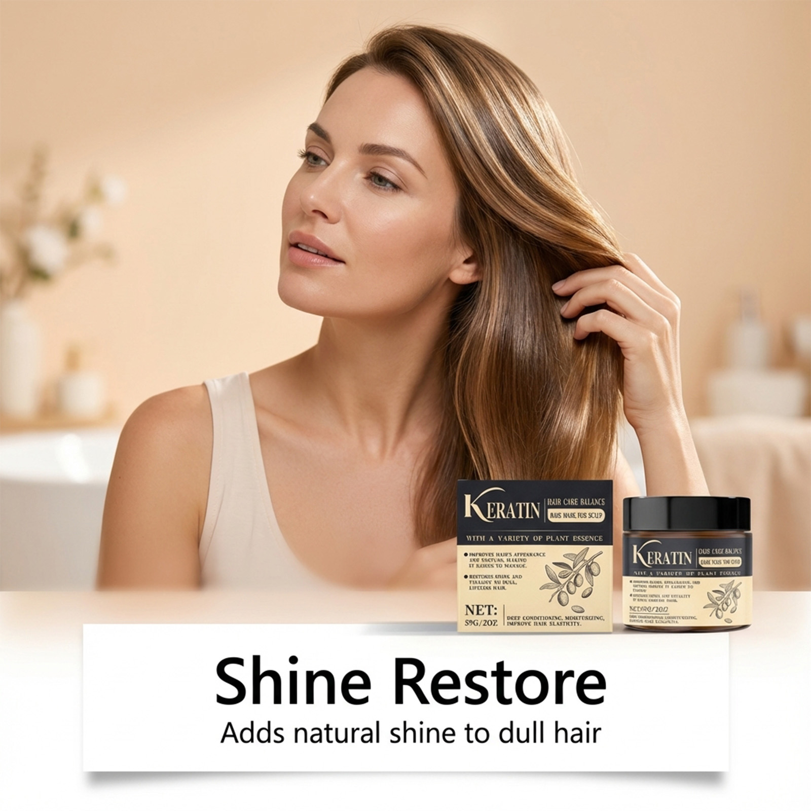 Keratin Care Hair Mask Mild Moisturizing Soft Hair Natural Shine Fluffy Gloss Massage Protect Hair Quality