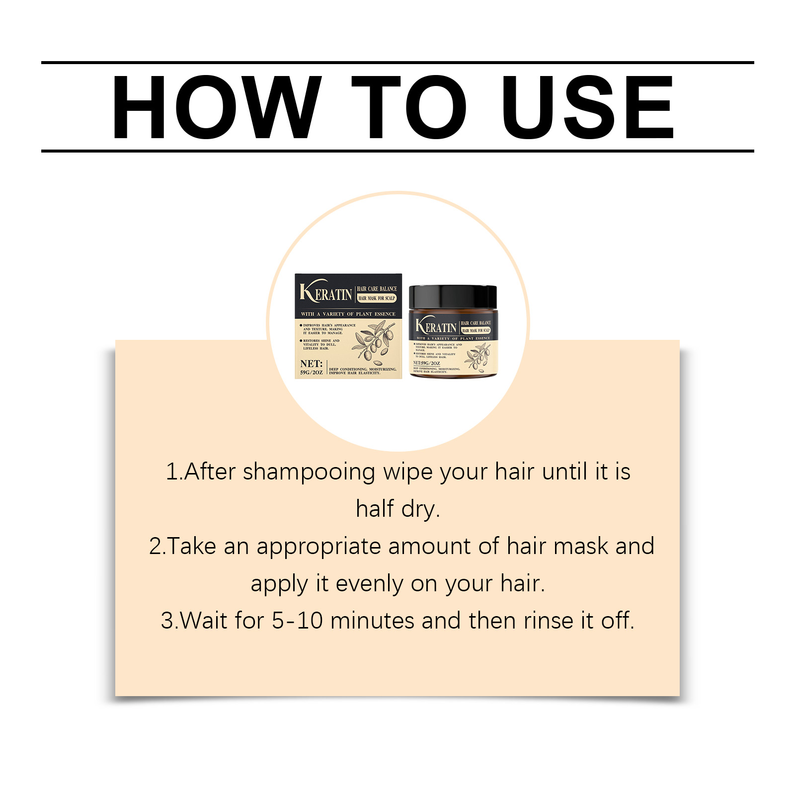 Keratin Care Hair Mask Mild Moisturizing Soft Hair Natural Shine Fluffy Gloss Massage Protect Hair Quality